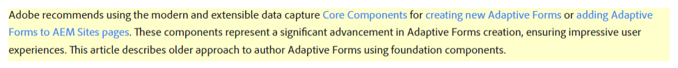 Adobe recommendation for using the Core Components
